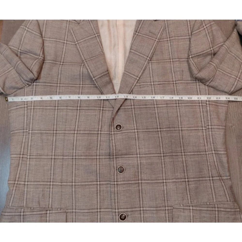 Baumans Ermenegildo Zegna Blazer Sport Coat 3-Button Linen Wool Checked‎ Blazer